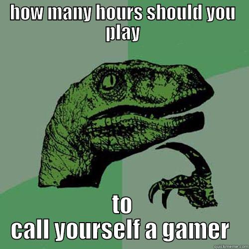HOW MANY HOURS SHOULD YOU PLAY TO CALL YOURSELF A GAMER  Philosoraptor