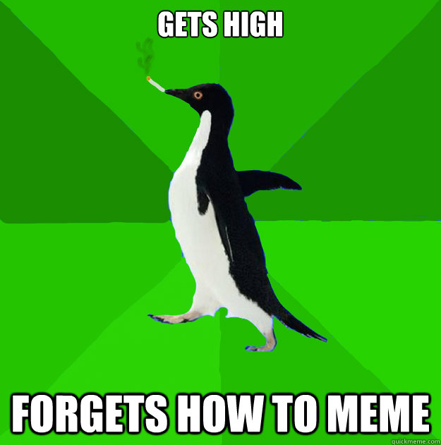 gets high Forgets how to meme  Stoner Penguin