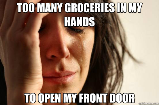 too many groceries in my hands  to open my front door  First World Problems
