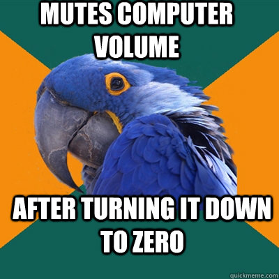 Mutes computer volume After turning it down to zero  ParanoidParrot