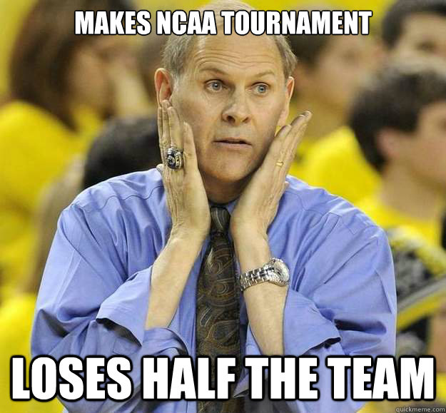 Makes NCAA Tournament Loses half the team  