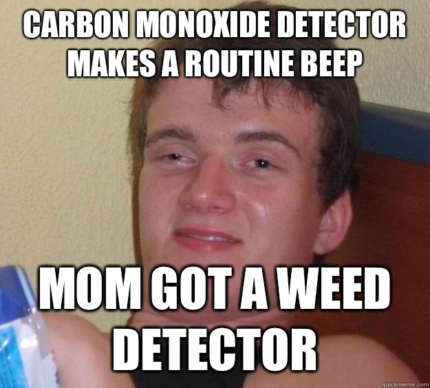 Carbon monoxide detector makes a routine beep Mom got a weed detector  10 Guy
