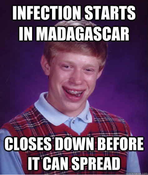 infection starts in Madagascar closes down before it can spread  Bad Luck Brian