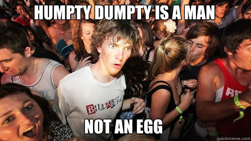 Humpty Dumpty is a man
 not an egg  Sudden Clarity Clarence