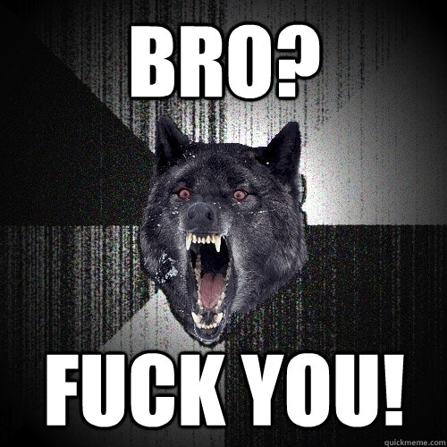 Bro? Fuck you!  Insanity Wolf