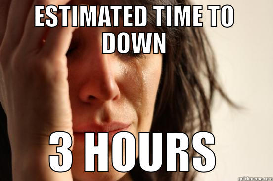 ESTIMATED TIME TO DOWN 3 HOURS First World Problems