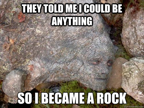 They told me I could be anything so I became a rock  