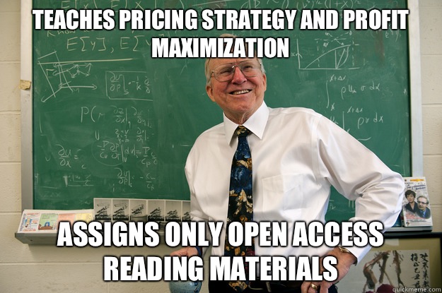 Teaches pricing strategy and profit maximization Assigns only open access reading materials - Teaches pricing strategy and profit maximization Assigns only open access reading materials  Misc