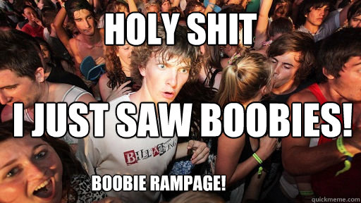 holy shit i just saw boobies! boobie rampage!  Sudden Clarity Clarence