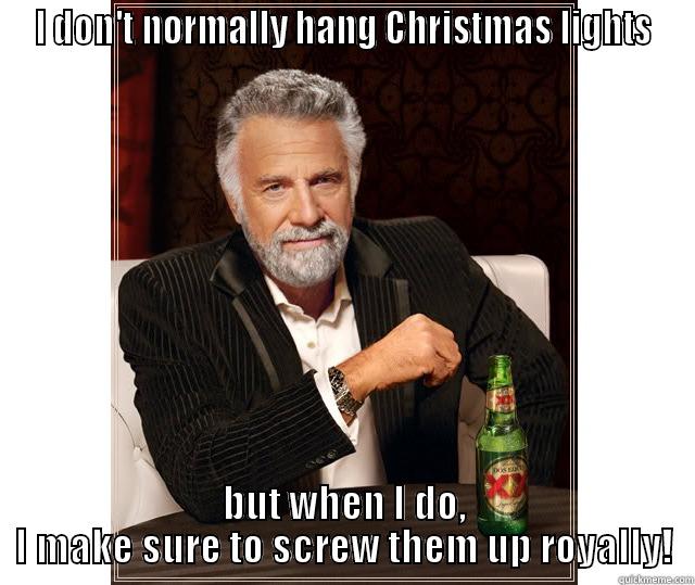 I DON'T NORMALLY HANG CHRISTMAS LIGHTS BUT WHEN I DO, I MAKE SURE TO SCREW THEM UP ROYALLY! Misc
