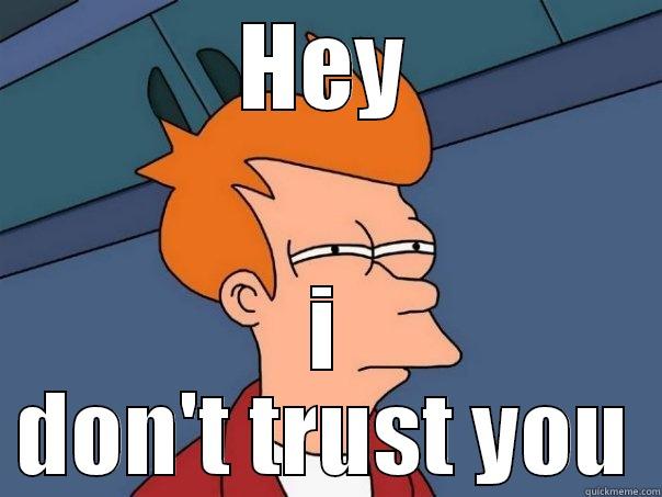 HEY I DON'T TRUST YOU Futurama Fry