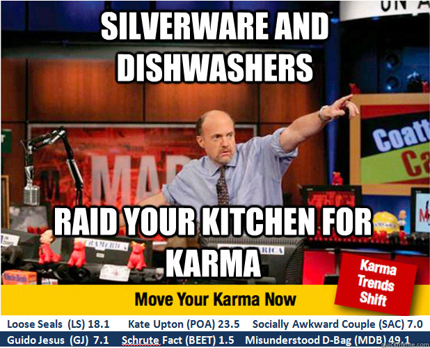 Silverware and Dishwashers Raid your kitchen for karma - Silverware and Dishwashers Raid your kitchen for karma  Jim Kramer with updated ticker