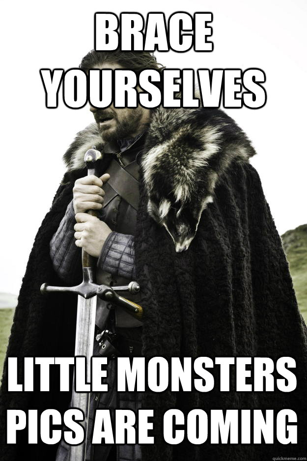 brace yourselves little monsters pics are coming  Winter is coming