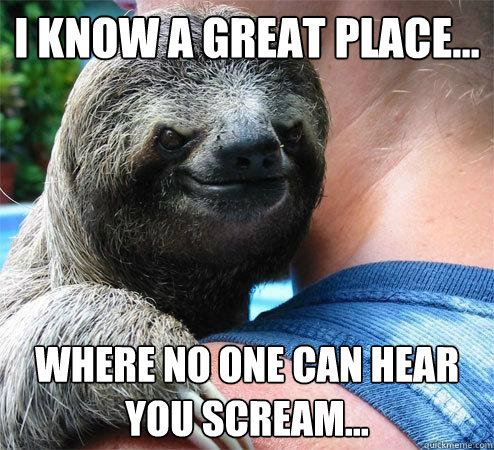 I know a great place... where no one can hear you scream...
  Suspiciously Evil Sloth