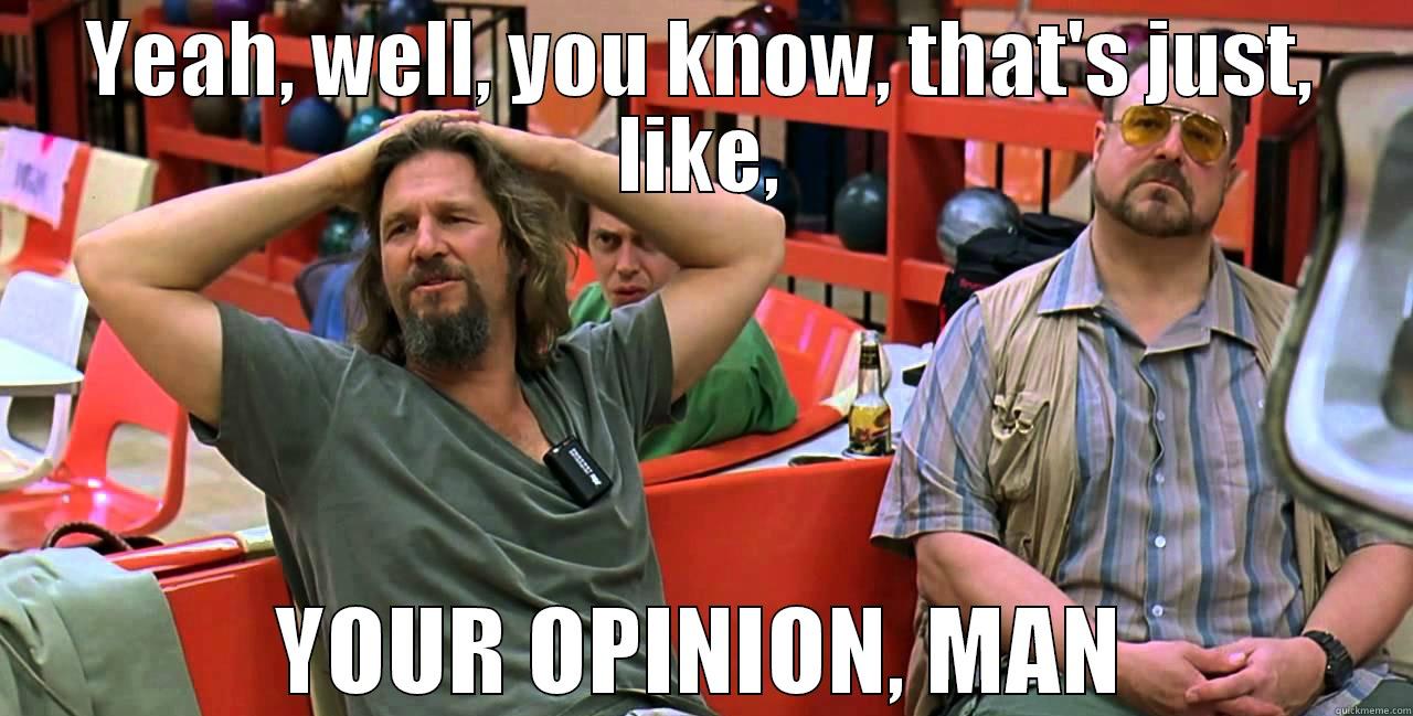 Image result for big lebowski thats your opinion man