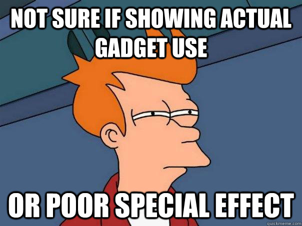 Not sure if showing actual gadget use Or poor special effect - Not sure if showing actual gadget use Or poor special effect  Futurama Fry