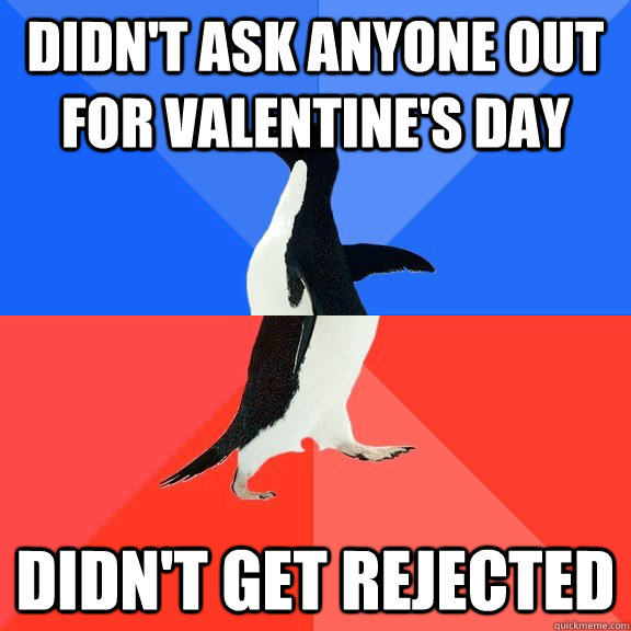 Didn't ask anyone out for valentine's day Didn't get rejected  Socially Awkward Awesome Penguin