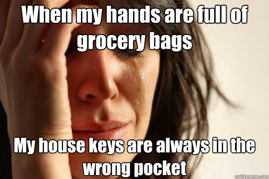 When my hands are full of grocery bags My house keys are always in the wrong pocket  First World Problems