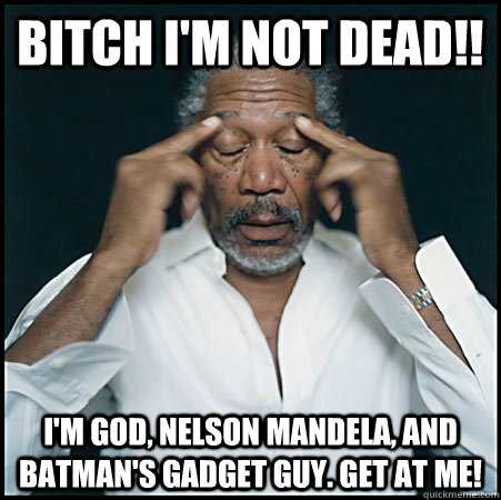 BITCH I'M NOT DEAD!! I'm god, Nelson Mandela, and batman's gadget guy. get at me!  