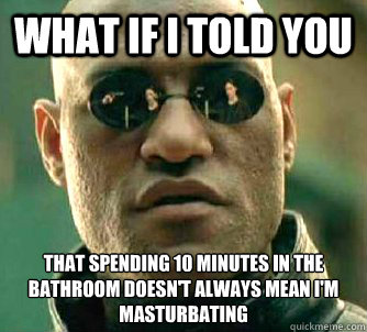 What if I told you that spending 10 minutes in the bathroom doesn't always mean I'm masturbating  Matrix Morpheus