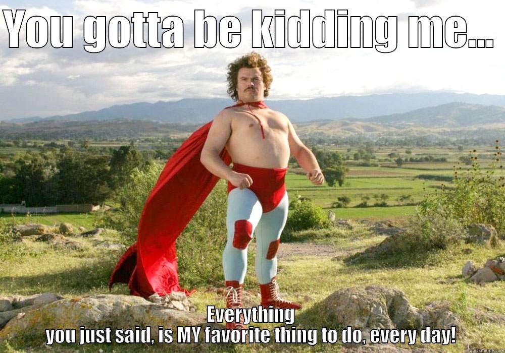 nacho libre - YOU GOTTA BE KIDDING ME...  EVERYTHING YOU JUST SAID, IS MY FAVORITE THING TO DO, EVERY DAY! Misc