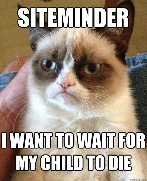 Siteminder I want to wait for my child to die  Grumpy Cat