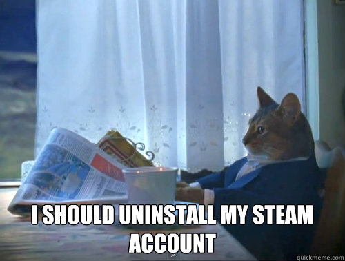  I should uninstall my steam account  The One Percent Cat