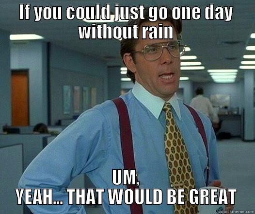 DEAR MOTHER NATURE - IF YOU COULD JUST GO ONE DAY WITHOUT RAIN UM, YEAH... THAT WOULD BE GREAT Office Space Lumbergh