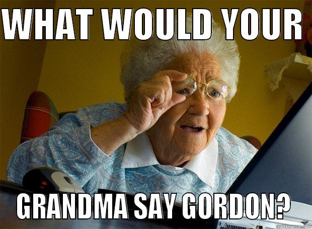 WHAT WOULD YOUR  GRANDMA SAY GORDON? Grandma finds the Internet