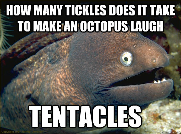 How many tickles does it take to make an octopus laugh Tentacles  Bad Joke Eel