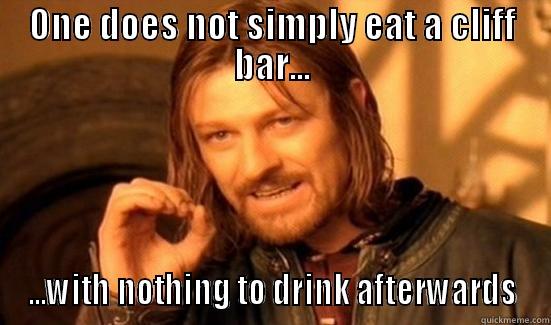 ONE DOES NOT SIMPLY EAT A CLIFF BAR... ...WITH NOTHING TO DRINK AFTERWARDS Boromir