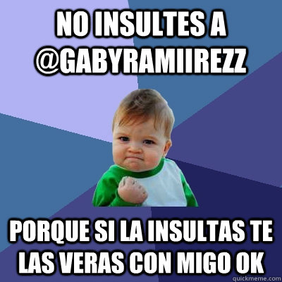 no insultes a @gabyramiirezz  porque si la insultas te las veras con migo ok - no insultes a @gabyramiirezz  porque si la insultas te las veras con migo ok  Success Kid