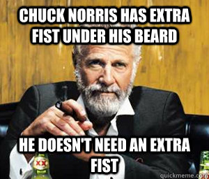 Chuck Norris has extra fist under his beard He doesn't need an extra fist  
