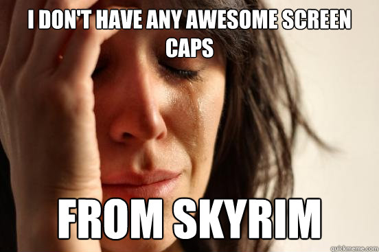 I don't have any awesome screen caps from Skyrim  First World Problems