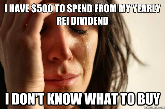 I have $500 to spend from my yearly REI dividend I don't know what to buy  First World Problems