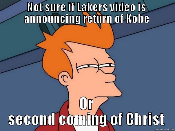 NOT SURE IF LAKERS VIDEO IS ANNOUNCING RETURN OF KOBE OR SECOND COMING OF CHRIST Futurama Fry