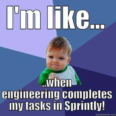 I'M LIKE... ..WHEN ENGINEERING COMPLETES MY TASKS IN SPRINTLY! Success Kid