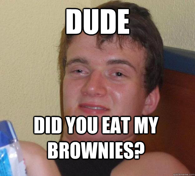 Dude Did you eat my brownies?  10 Guy