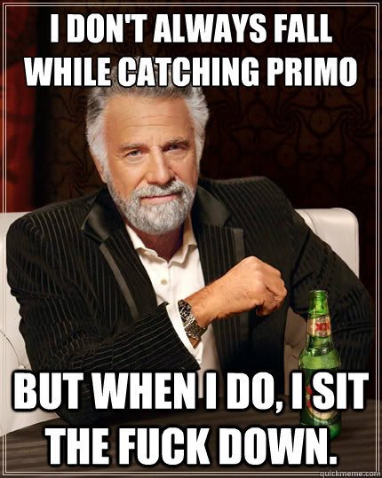 I don't always fall while catching primo But when i do, i sit the fuck down.  The Most Interesting Man In The World