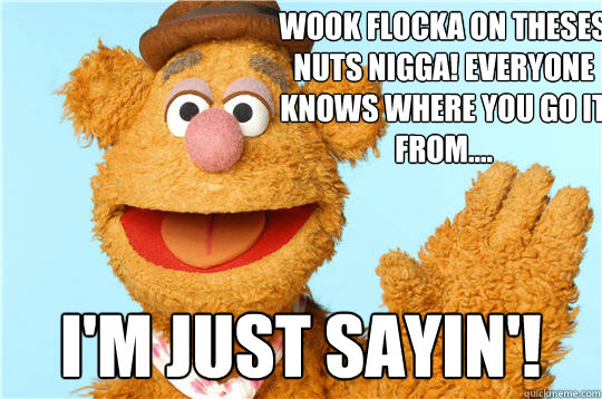 Wook flocka on theses nuts nigga! everyone knows where you go it from.... I'm just sayin'! - Wook flocka on theses nuts nigga! everyone knows where you go it from.... I'm just sayin'!  Fozzie Bear is into bears