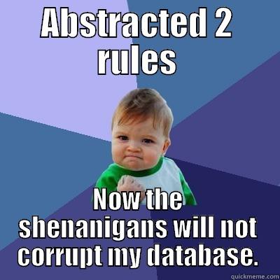 ABSTRACTED 2 RULES NOW THE SHENANIGANS WILL NOT CORRUPT MY DATABASE. Success Kid