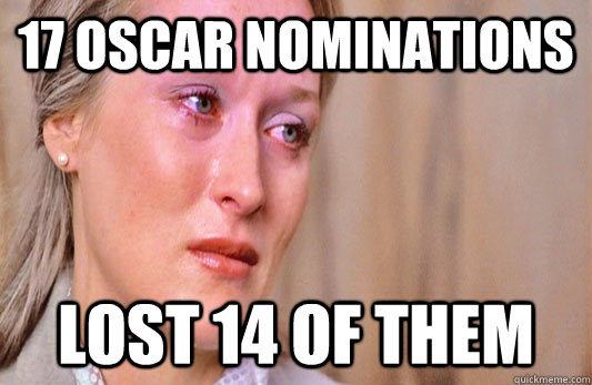 17 Oscar Nominations Lost 14 of them - 17 Oscar Nominations Lost 14 of them  Bad Luck Meryl