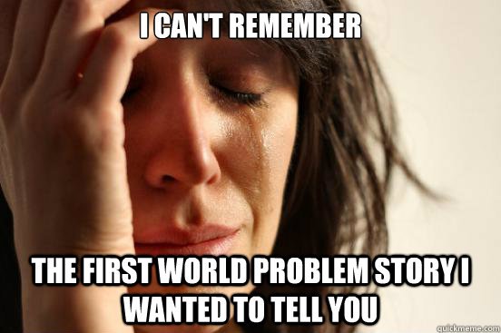 i can't remember the first world problem story i wanted to tell you  First World Problems