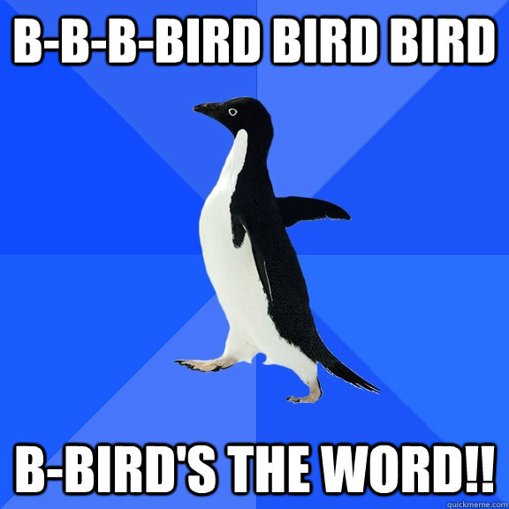 B-b-b-bird Bird bird B-Bird's the word!!  Socially Awkward Penguin