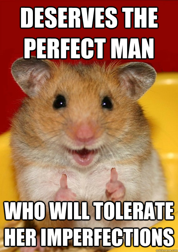 deserves the perfect man who will tolerate her imperfections   Rationalization Hamster