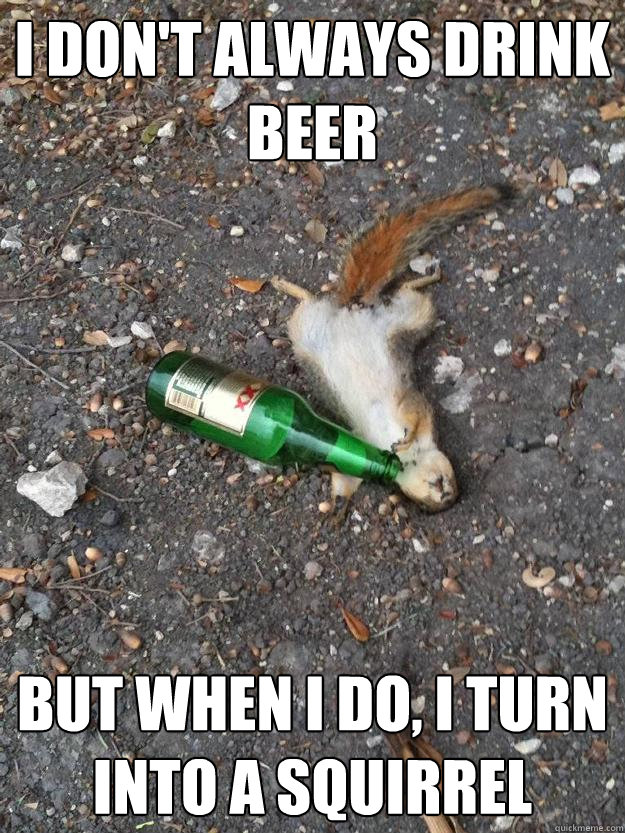 I DON'T ALWAYS DRINK BEER BUT WHEN I DO, I TURN INTO A SQUIRREL - I DON'T ALWAYS DRINK BEER BUT WHEN I DO, I TURN INTO A SQUIRREL  Dos Equis Squirrel