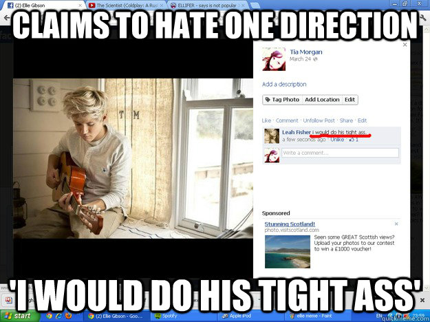 CLAIMS TO HATE ONE DIRECTION 'I WOULD DO HIS TIGHT ASS'  