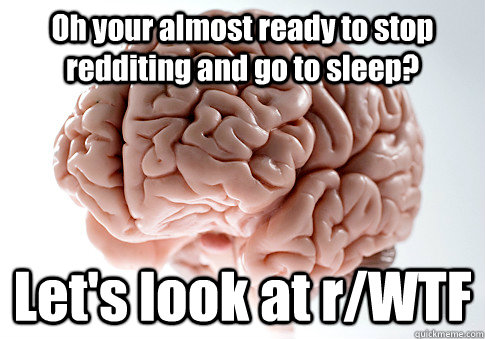Oh your almost ready to stop redditing and go to sleep? Let's look at r/WTF  - Oh your almost ready to stop redditing and go to sleep? Let's look at r/WTF   Scumbag Brain