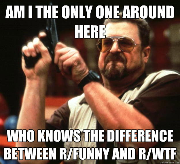 am I the only one around here who knows the difference between r/funny and r/wtf - am I the only one around here who knows the difference between r/funny and r/wtf  Angry Walter
