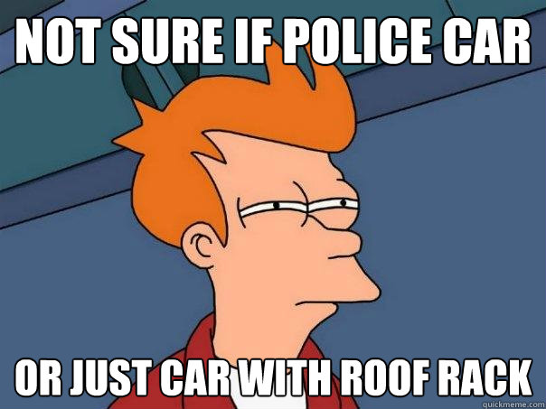 not sure if police car or just car with roof rack  Futurama Fry